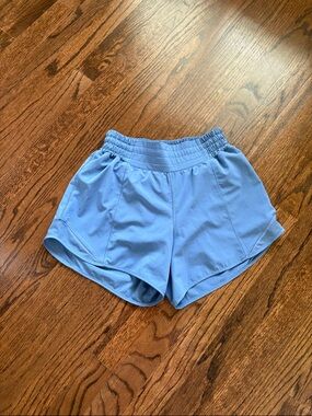 Lululemon Hotty Hot Shorts High Waisted 4” Color Oasis Blue Party Size 4